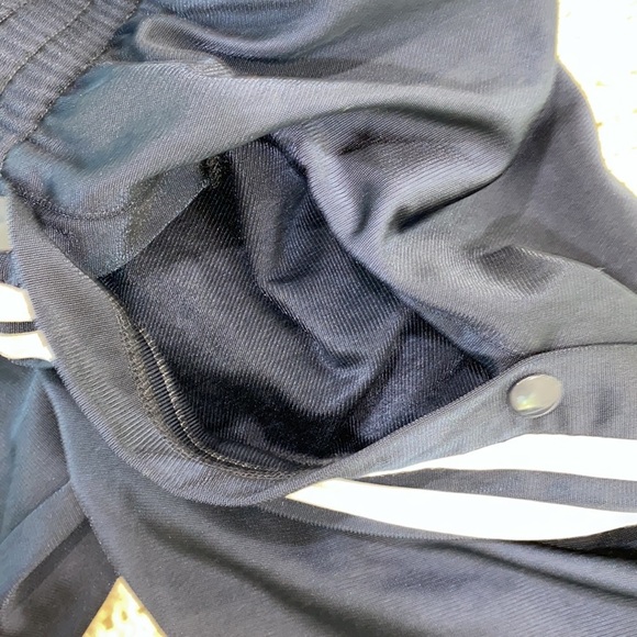 Adidas navy blue stripe athletic pants size large snap sides - Picture 5 of 6